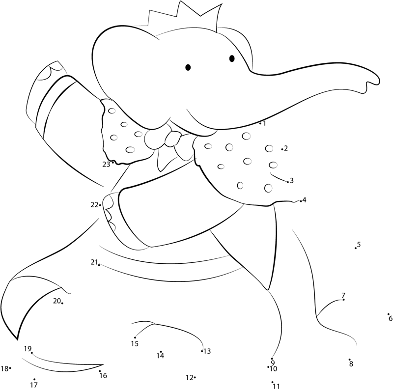 Young-King-Babar-Dot-To-Dot printable dot to dot worksheet