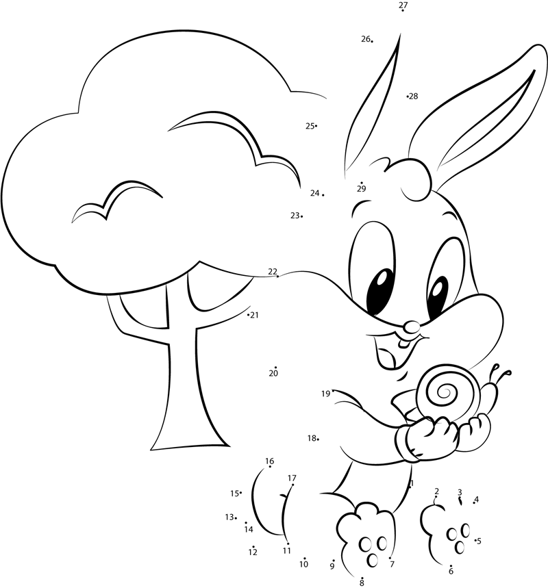 Baby-Bugs-Bunny-Taz-Dot-To-Dot printable dot to dot worksheet