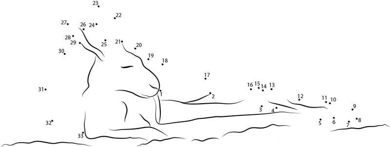 Macropus Rufus Red Kangaroo Resting dot to dot worksheets