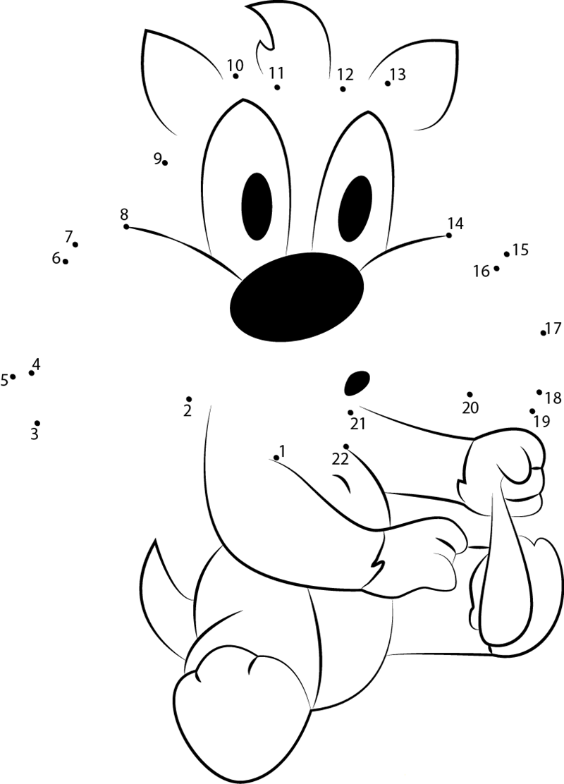 Baby Sylvester printable dot to dot worksheet