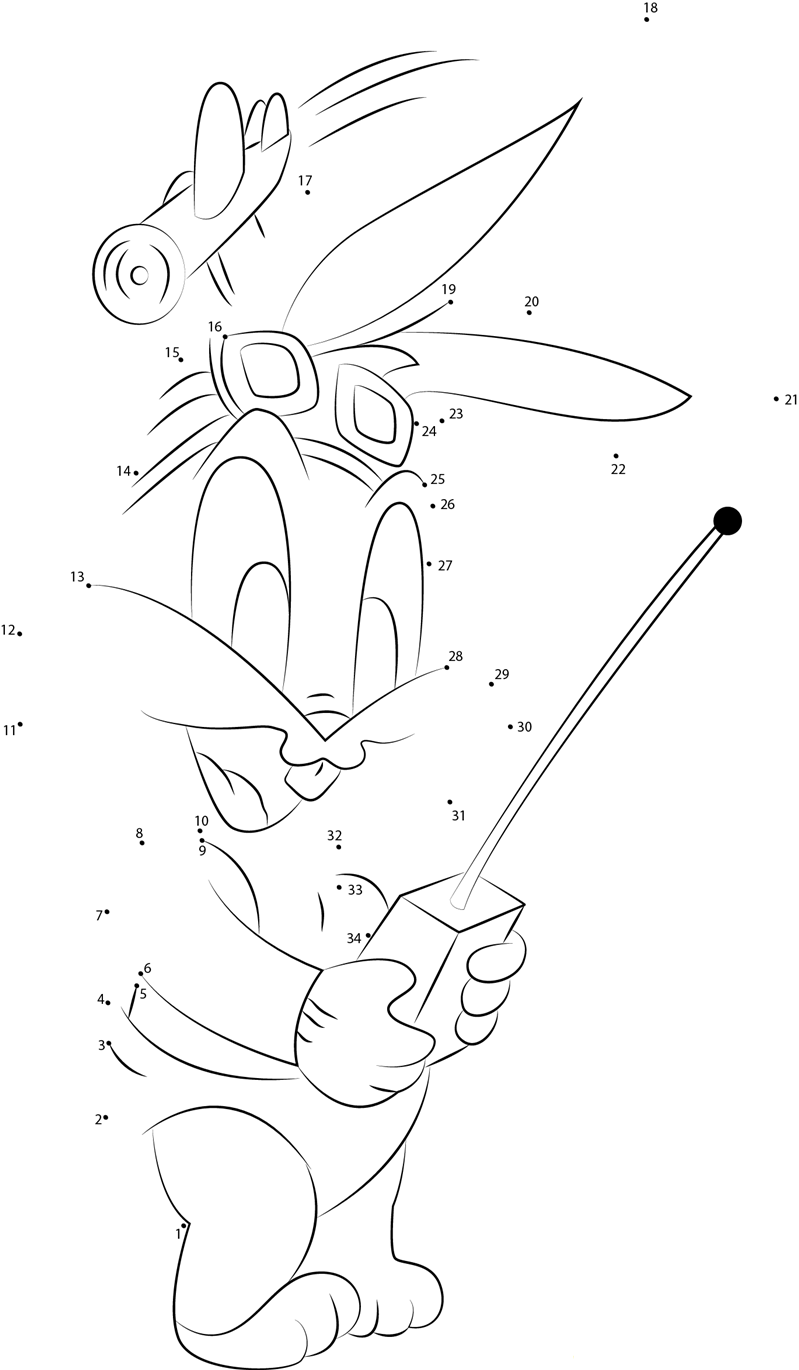 Bugs Bunny printable dot to dot worksheet