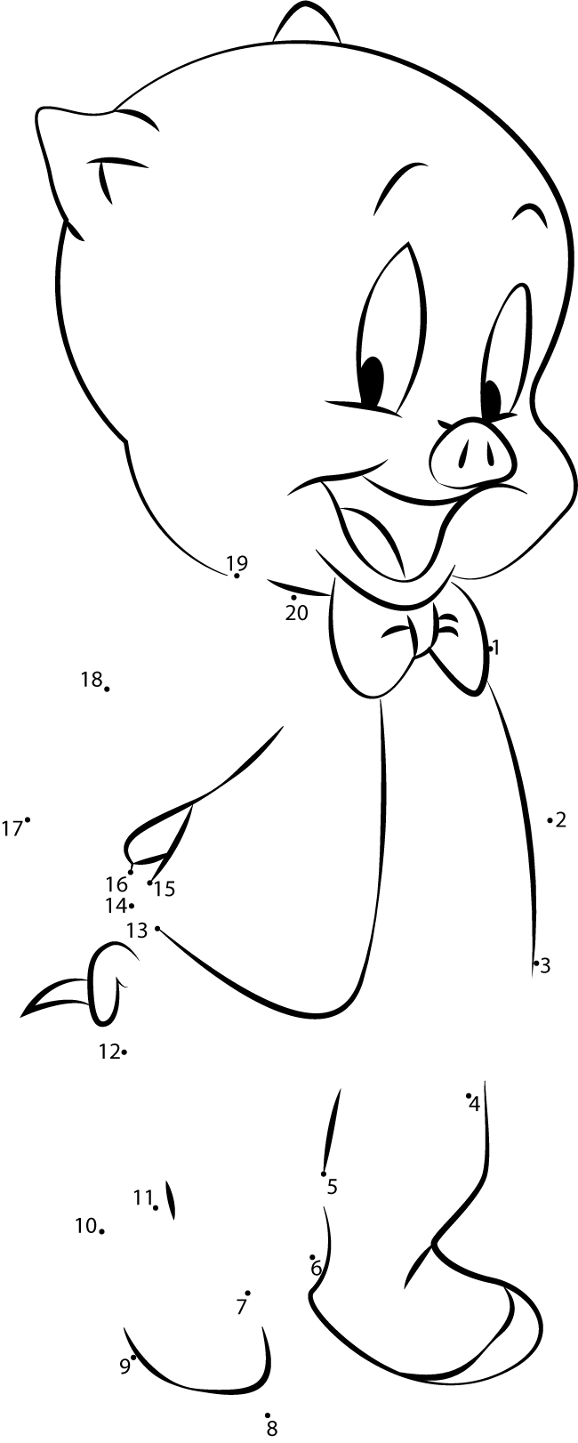 Porky-Pig-Dot-To-Dot printable dot to dot worksheet