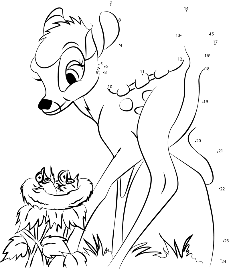 Bambi-Looking-Bird-Nest-Dot-To-Dot printable dot to dot worksheet