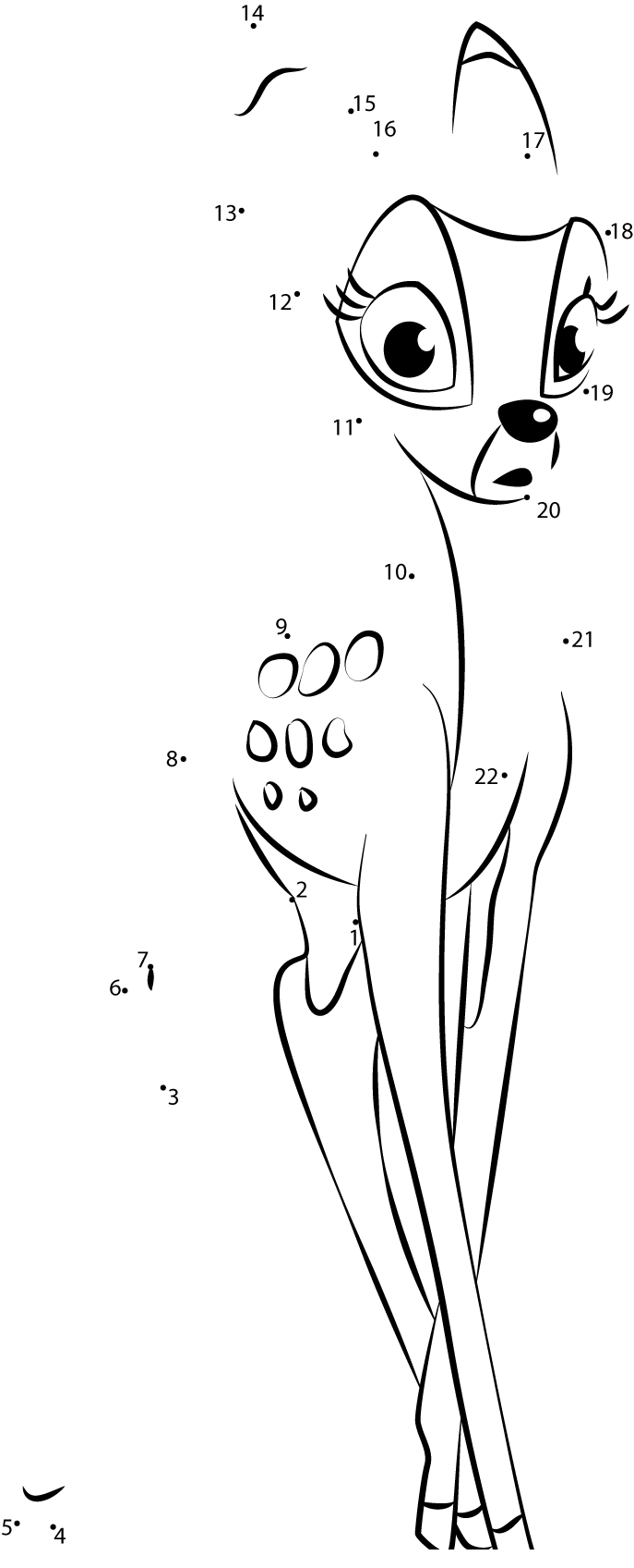 Cute-Lovely-Bambi-Dot-To-Dot printable dot to dot worksheet