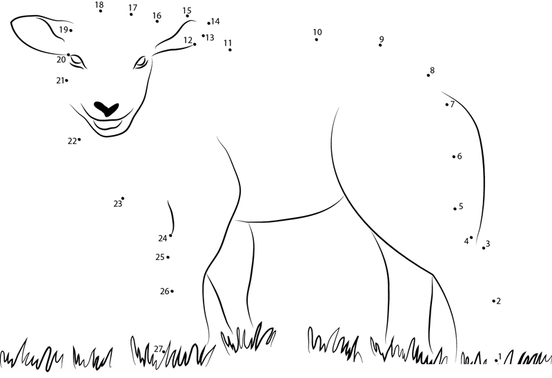 Lamb Nature X27 S On The High printable dot to dot worksheet