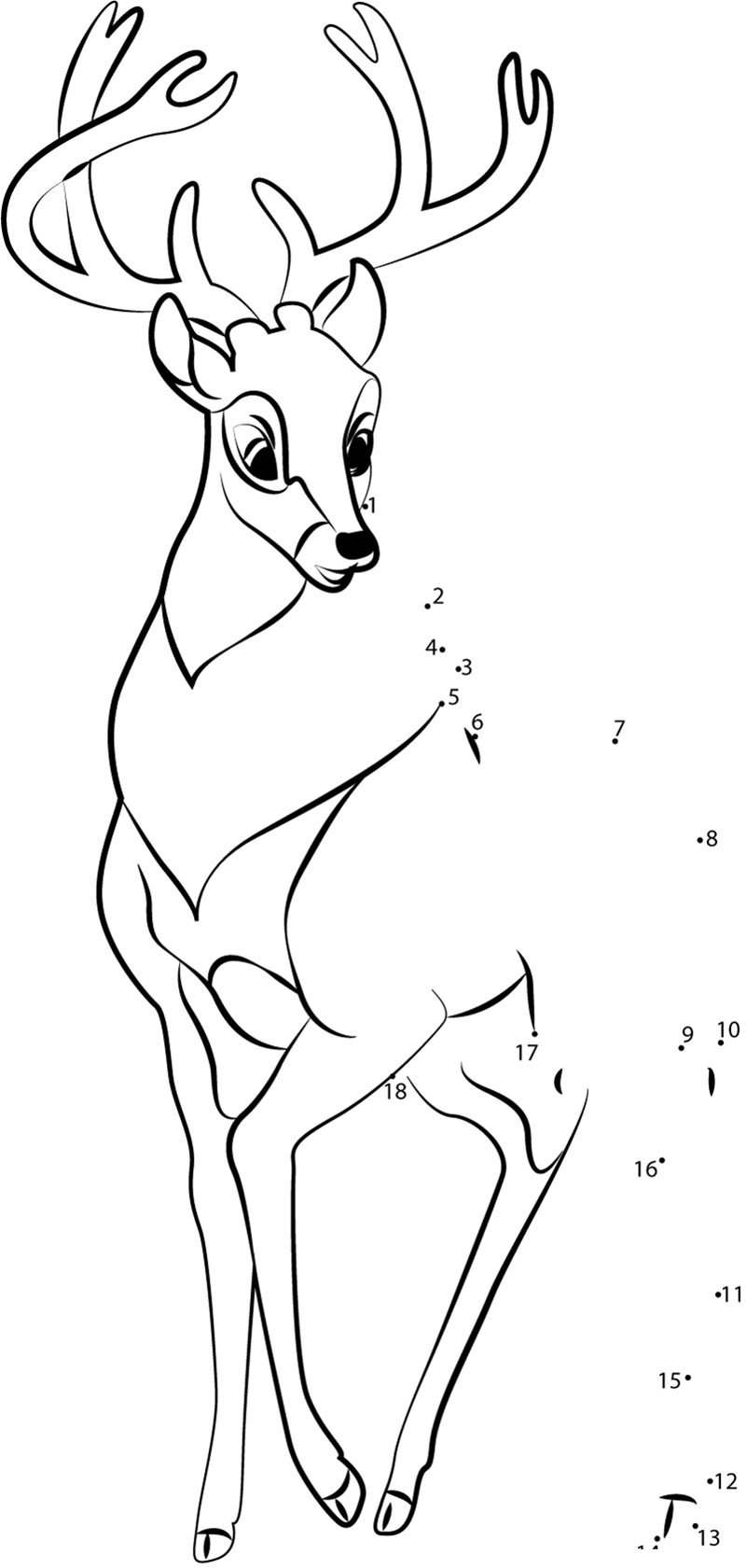 Young-Bambi-Dot-To-Dot printable dot to dot worksheet