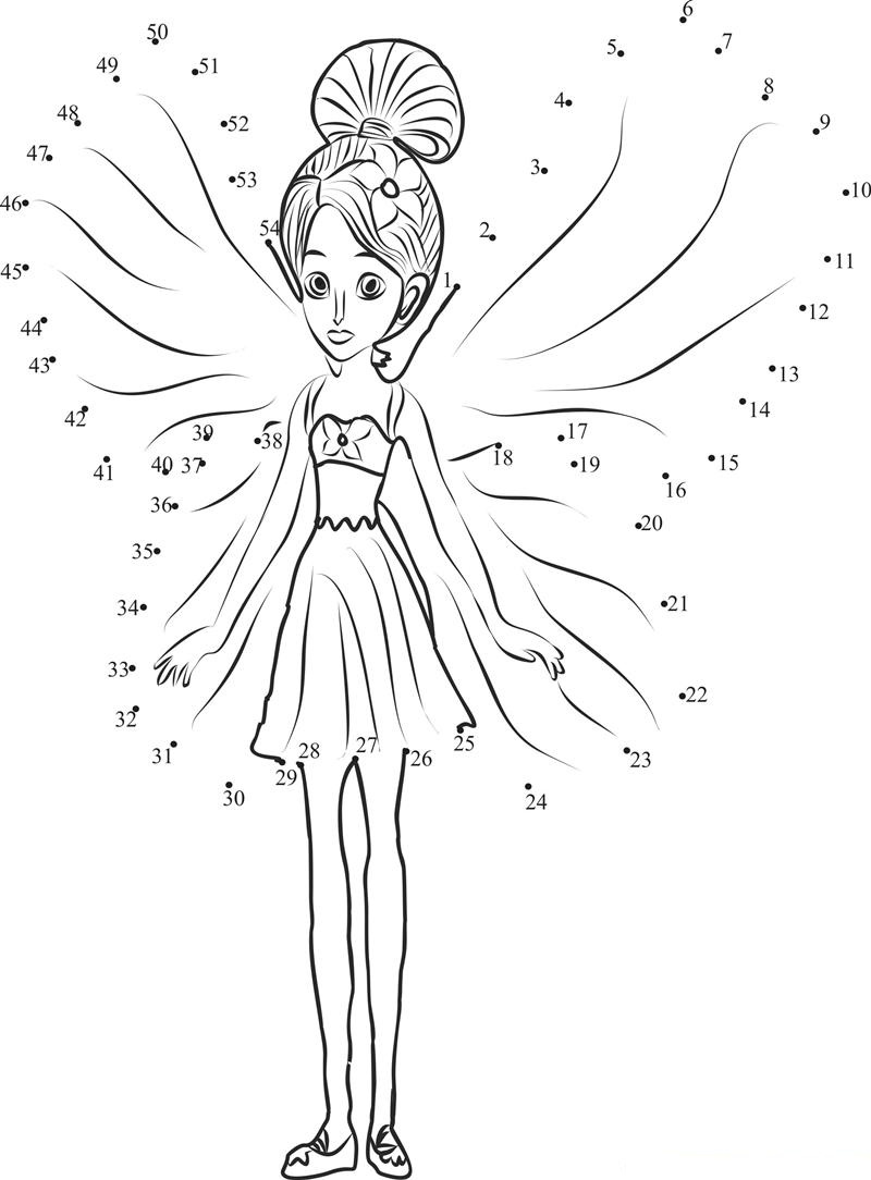 Barbie Thumbelina printable dot to dot worksheet