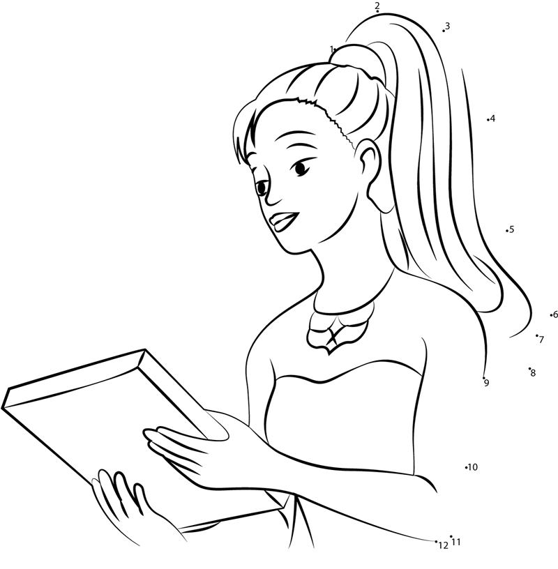 Barbie-Having-Book-In-Her-Hand-Dot-To-Dot printable dot to dot worksheet