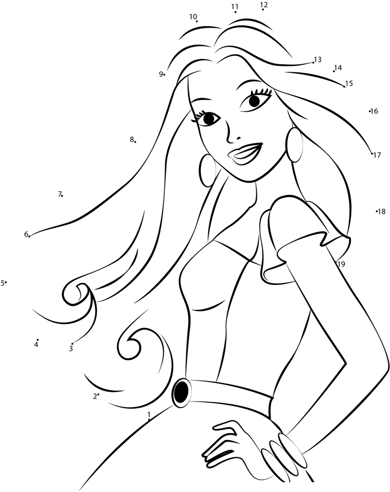 Barbie-In-Attitude-Dot-To-Dot printable dot to dot worksheet