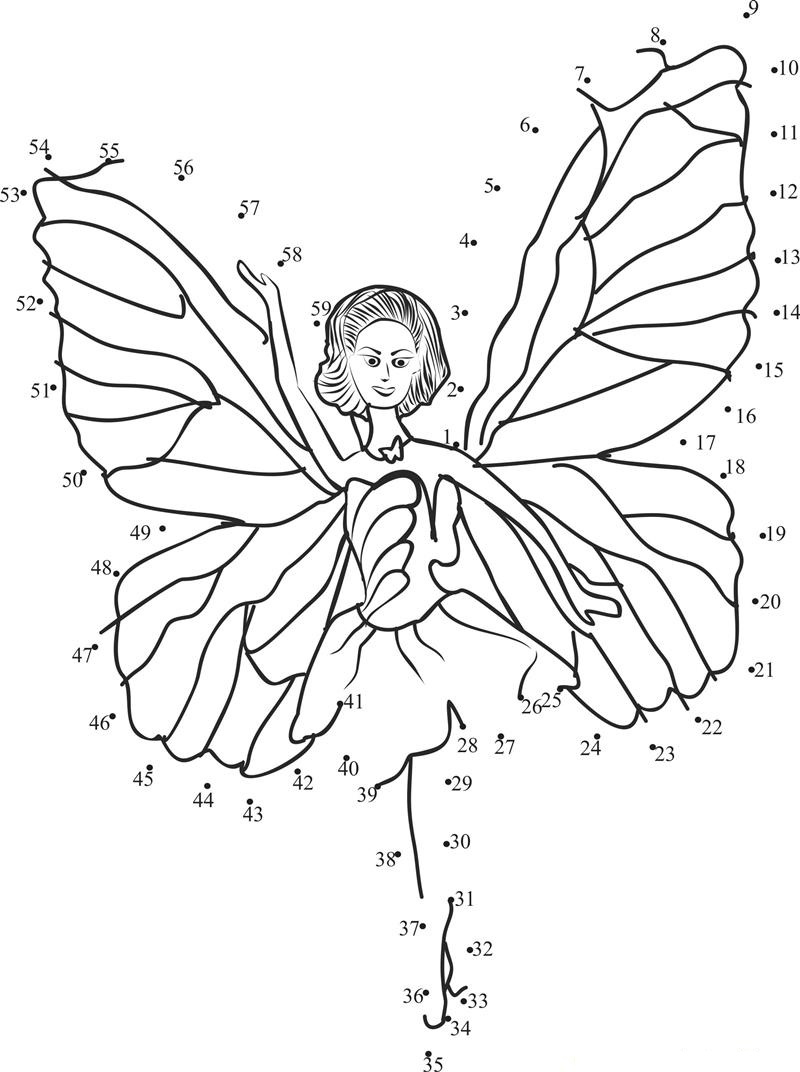 Barbie Angel printable dot to dot worksheet