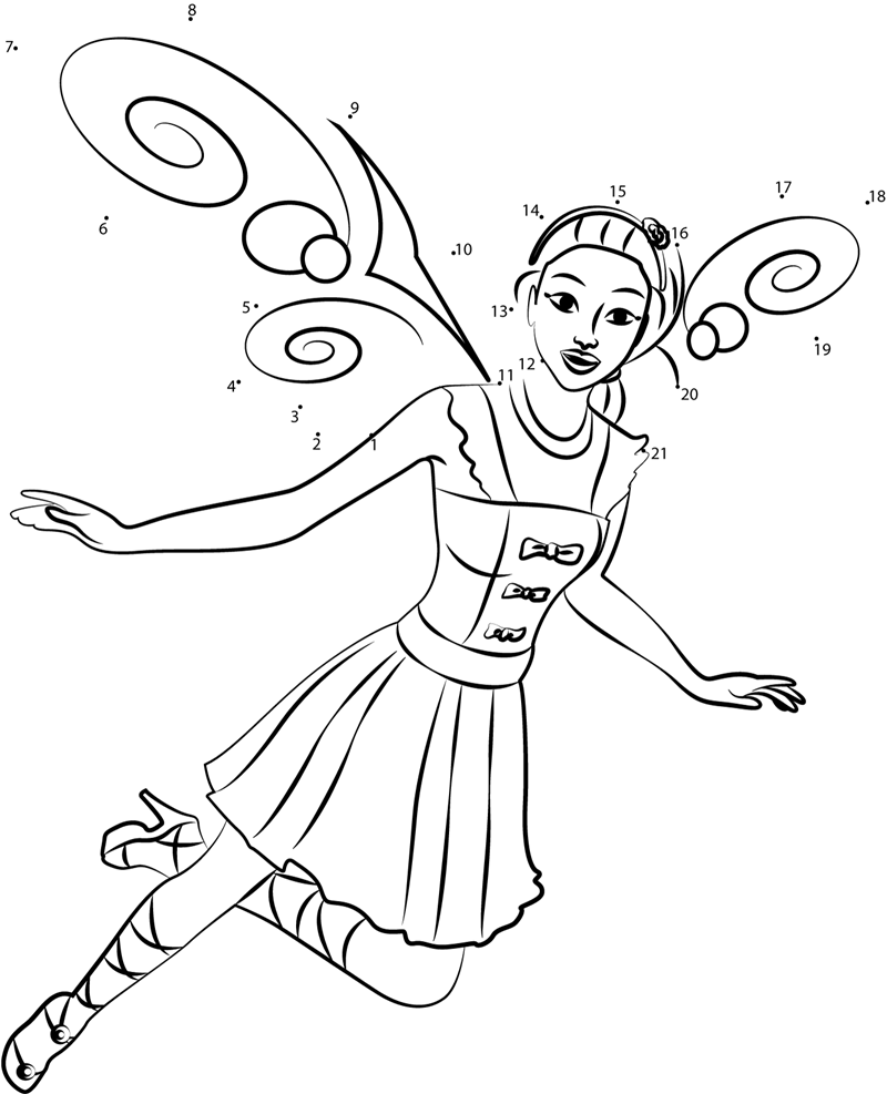 Fairy-Barbie-Dot-To-Dot printable dot to dot worksheet