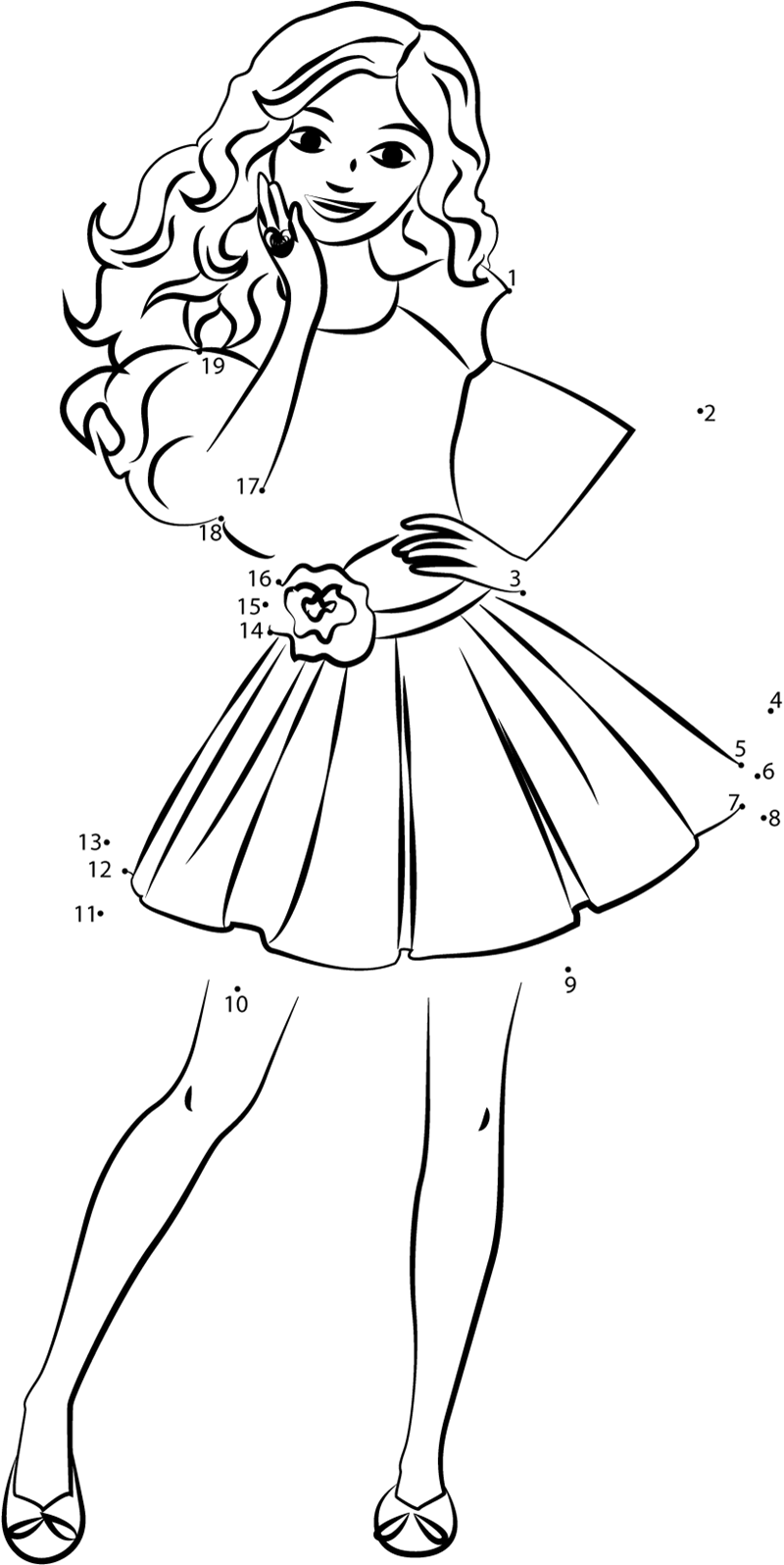 Nice-Barbie-Dot-To-Dot printable dot to dot worksheet