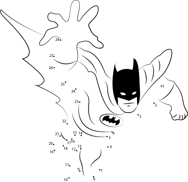 Amazing Batman Peel printable dot to dot worksheet