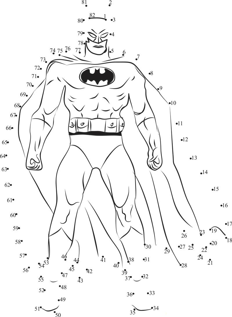 Batman printable dot to dot worksheet