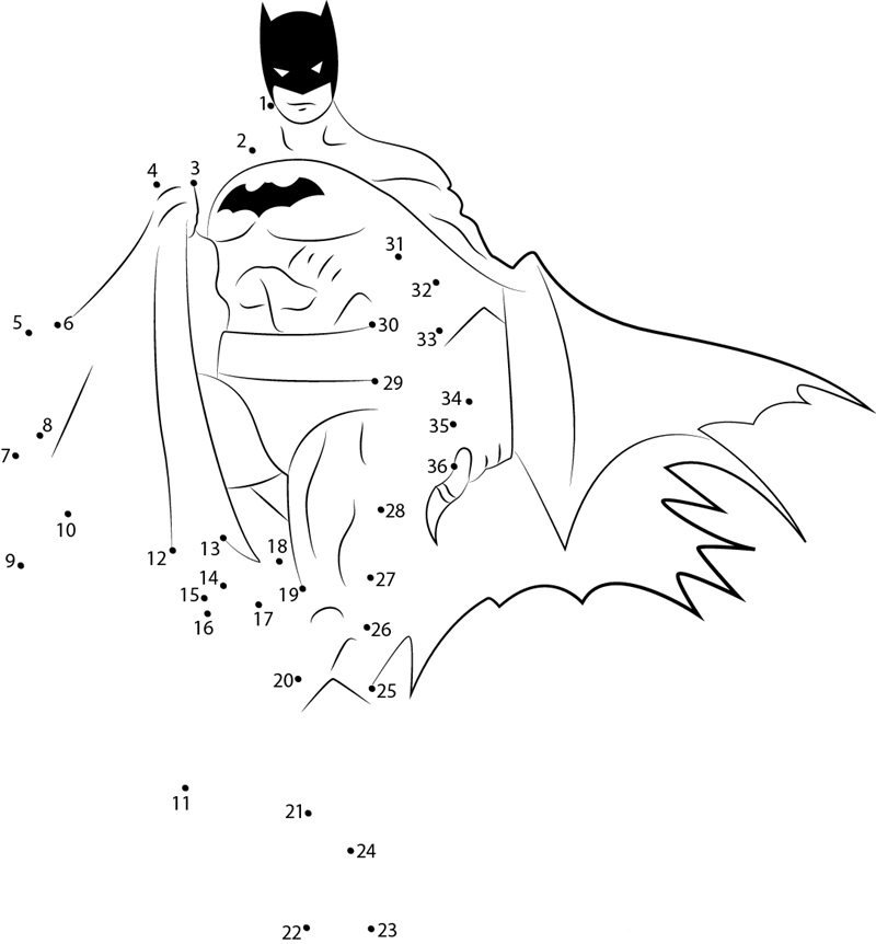 Batman Go Go Go printable dot to dot worksheet