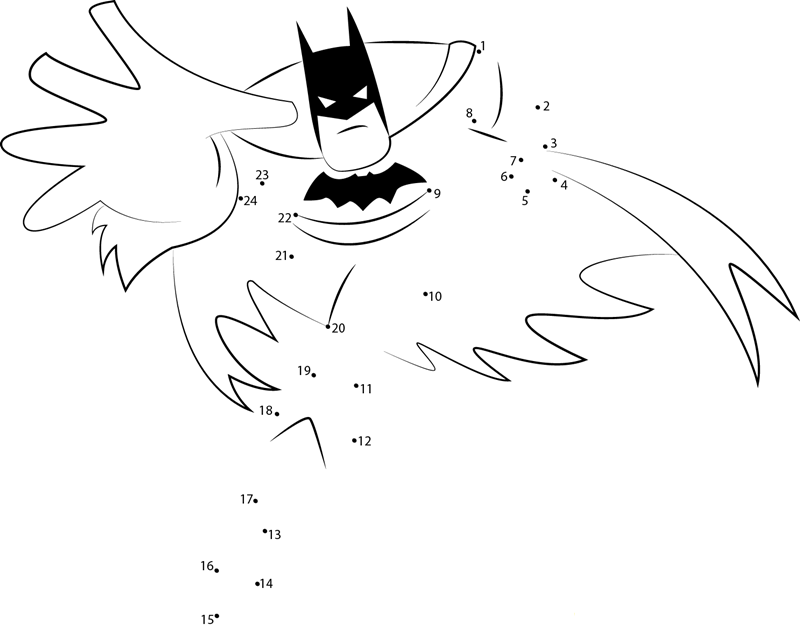 Batman Going printable dot to dot worksheet