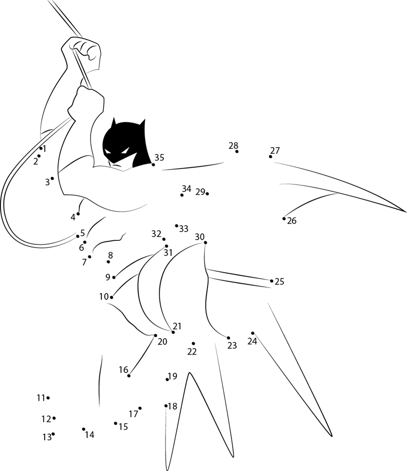 Batman Kick printable dot to dot worksheet