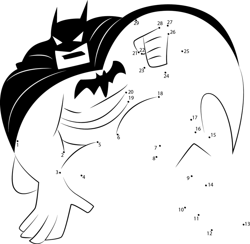 Batman Ready To Fly printable dot to dot worksheet