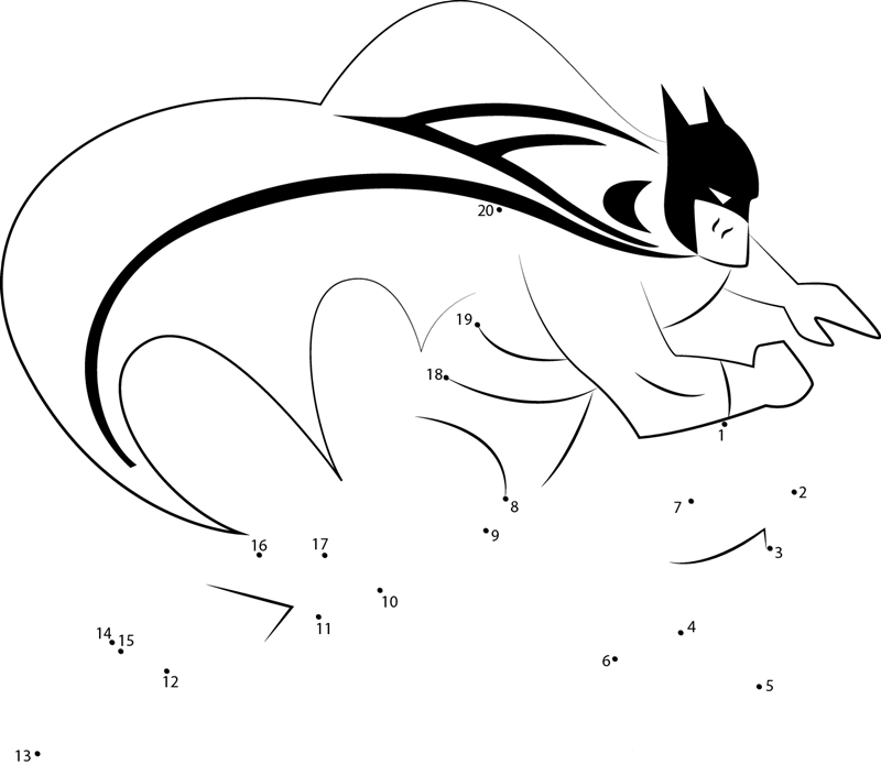 Batman Running printable dot to dot worksheet