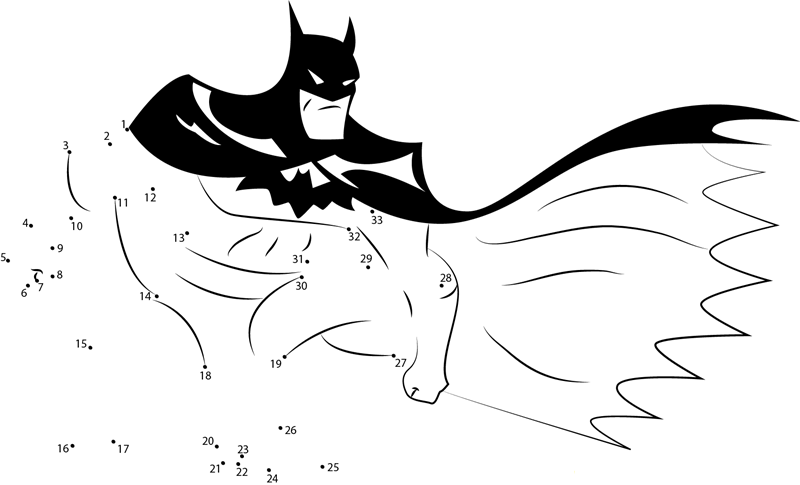 Batman See printable dot to dot worksheet