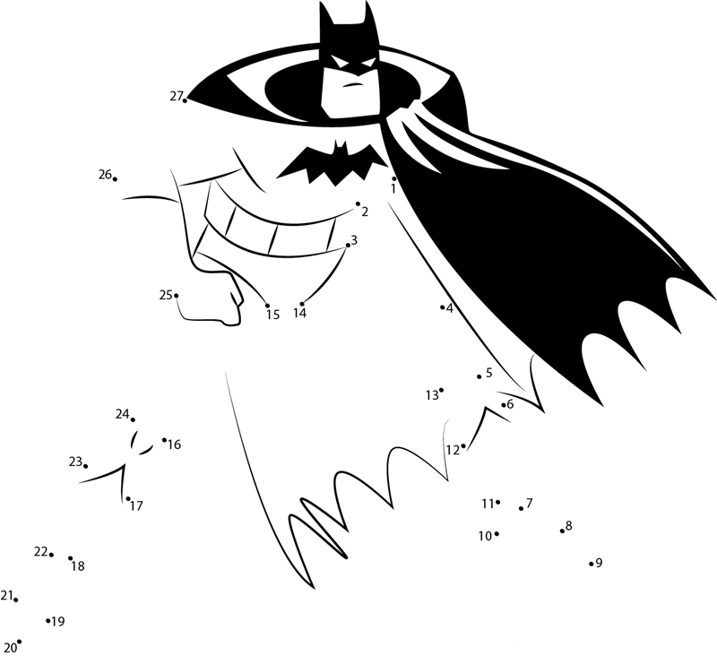 Batman Series Animada Vol printable dot to dot worksheet