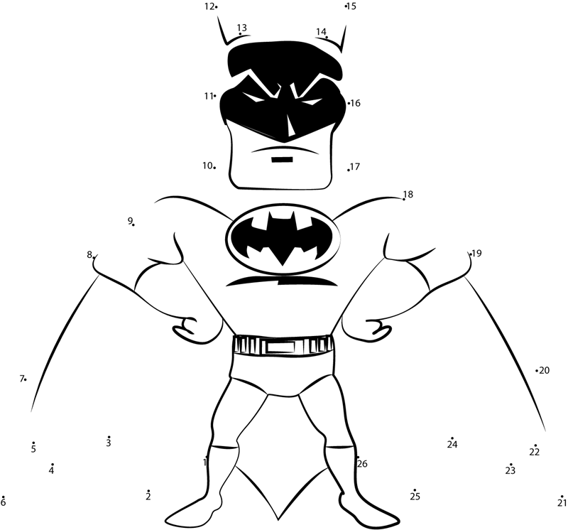 Funny-Batman-Dot-To-Dot printable dot to dot worksheet