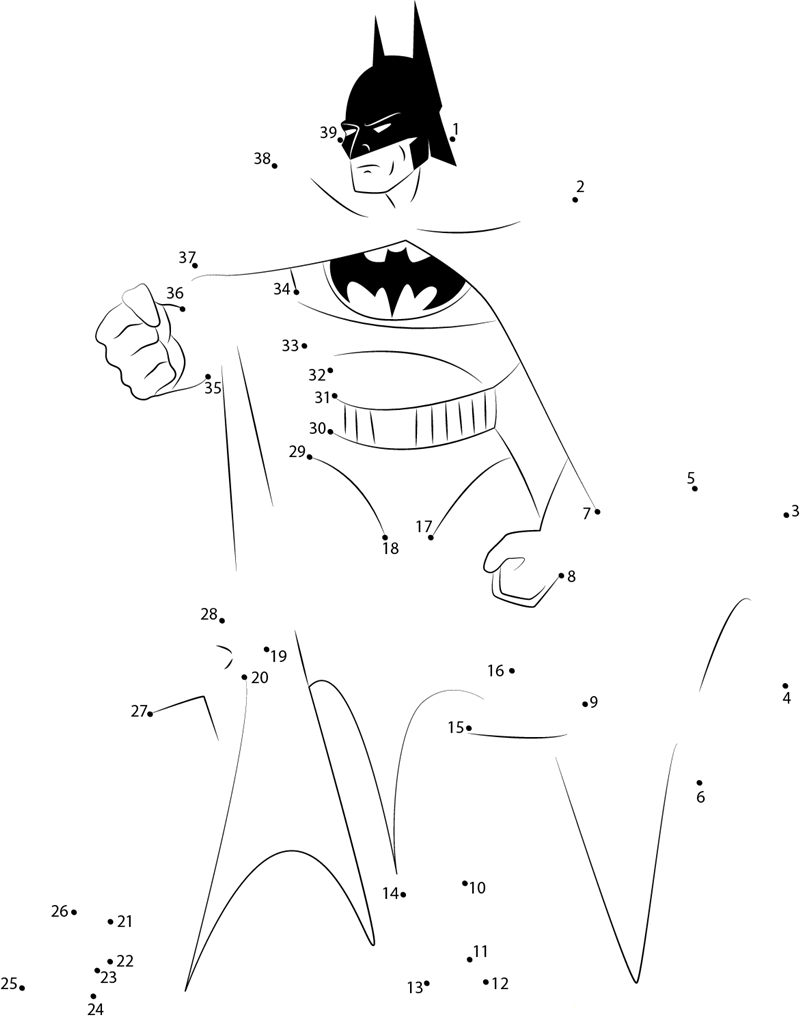 Style Of Batman printable dot to dot worksheet