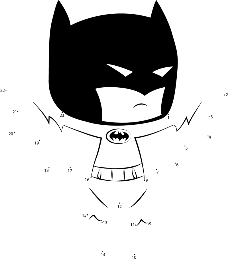 The-Chibi-Batman-Dot-To-Dot printable dot to dot worksheet