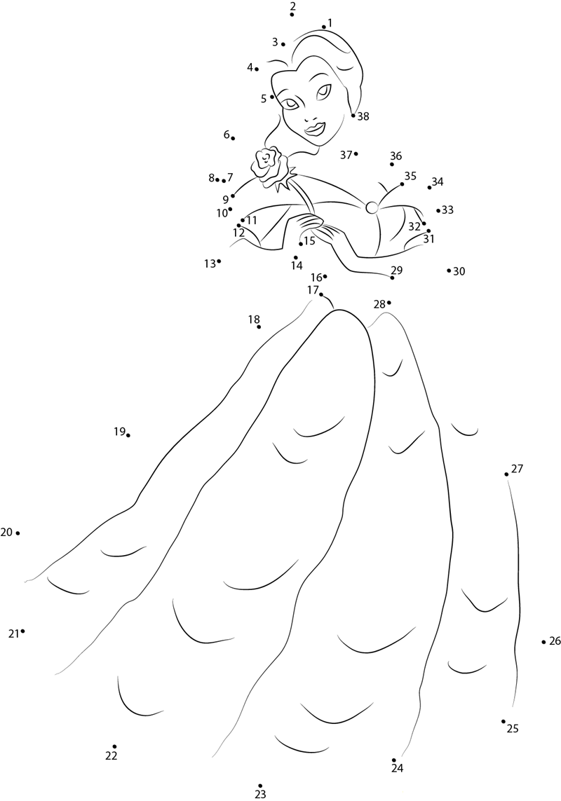 Belle Standing printable dot to dot worksheet