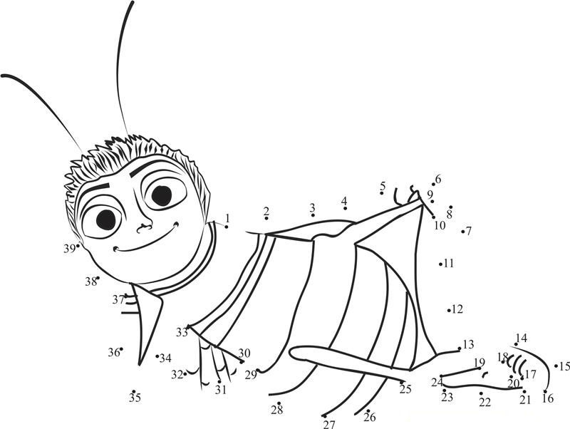 Bee Pleasant Smile printable dot to dot worksheet