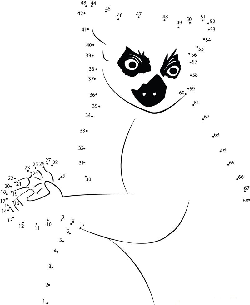 Challenging Lemurs dot to dot worksheets