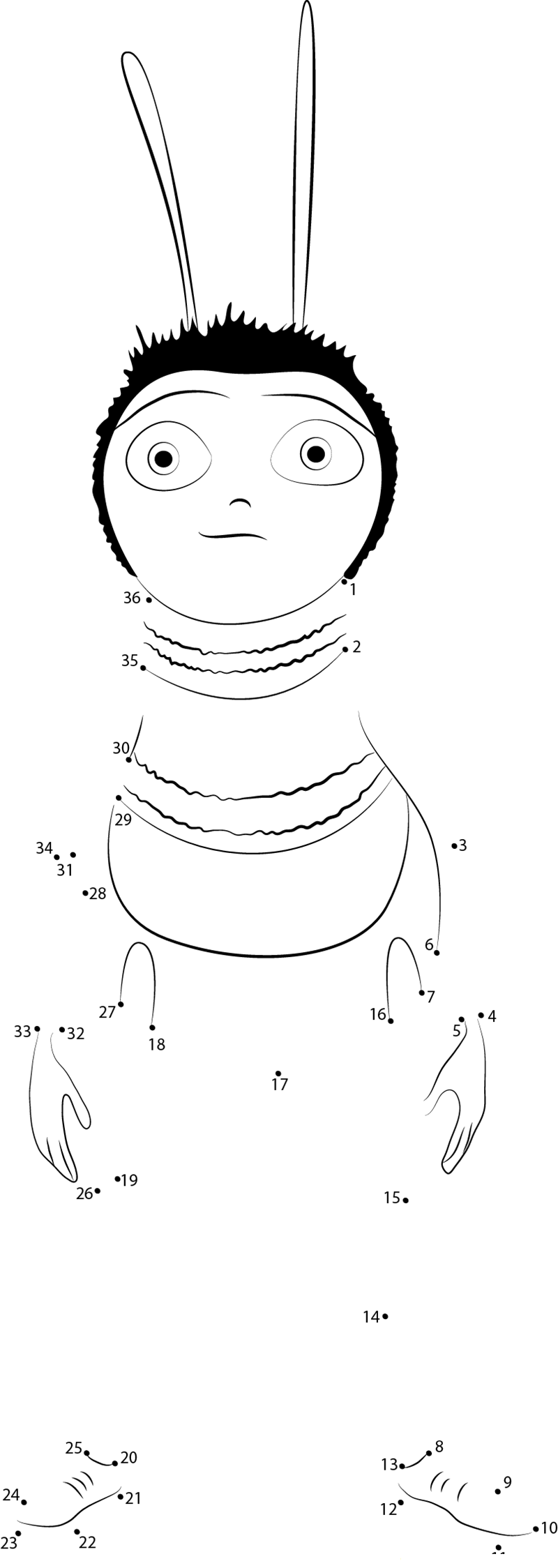 Bee Satnding printable dot to dot worksheet