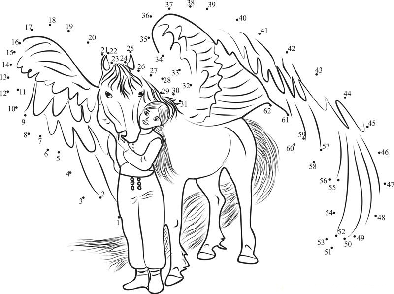 Bella Sara Magical Horse printable dot to dot worksheet