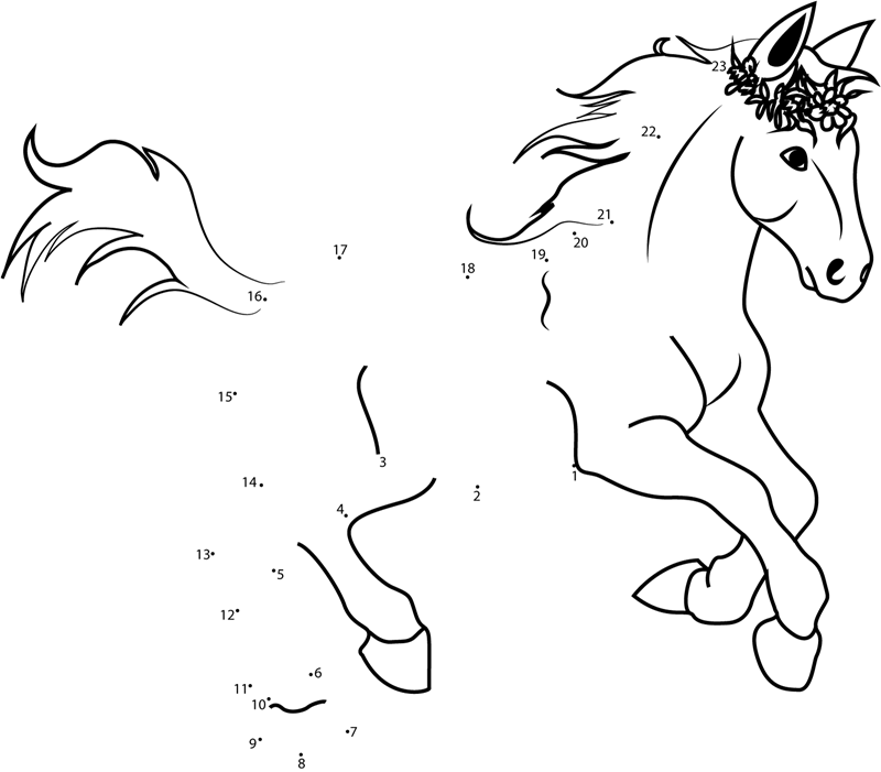 Cute-Bella-Sara-Moonfairies-Horse-Dot-To-Dot printable dot to dot worksheet