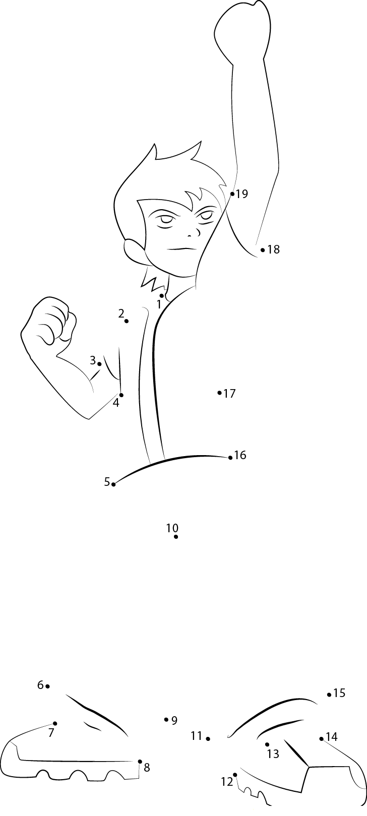 Ben 10 See Up printable dot to dot worksheet