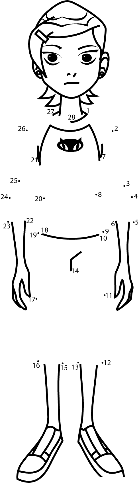 Standing-Gwen-Tennyson-Dot-To-Dot printable dot to dot worksheet