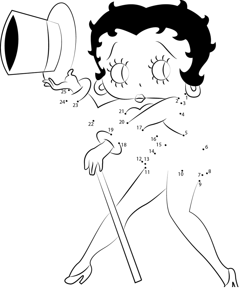 Art Of Betty Boop printable dot to dot worksheet