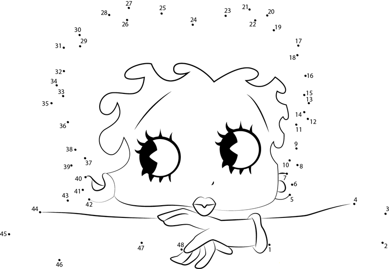 Betty Boop printable dot to dot worksheet