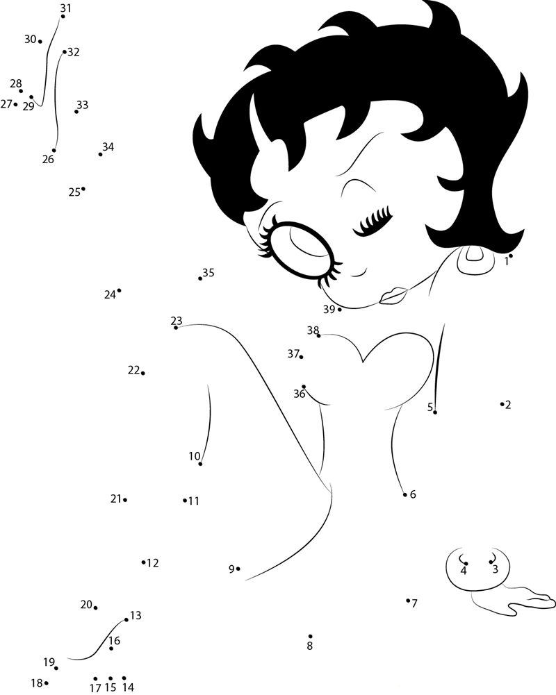 Betty Boop By Divine Pliskin printable dot to dot worksheet