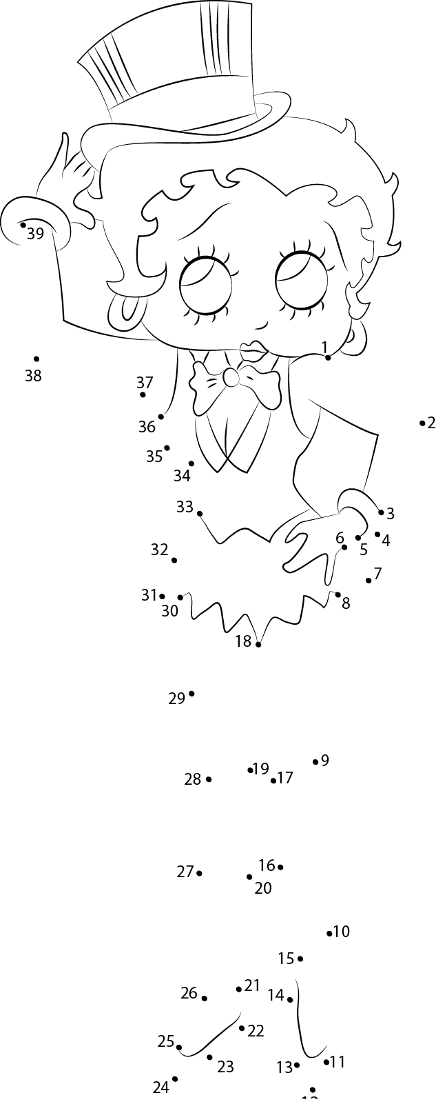 Betty Boop Independace Day printable dot to dot worksheet