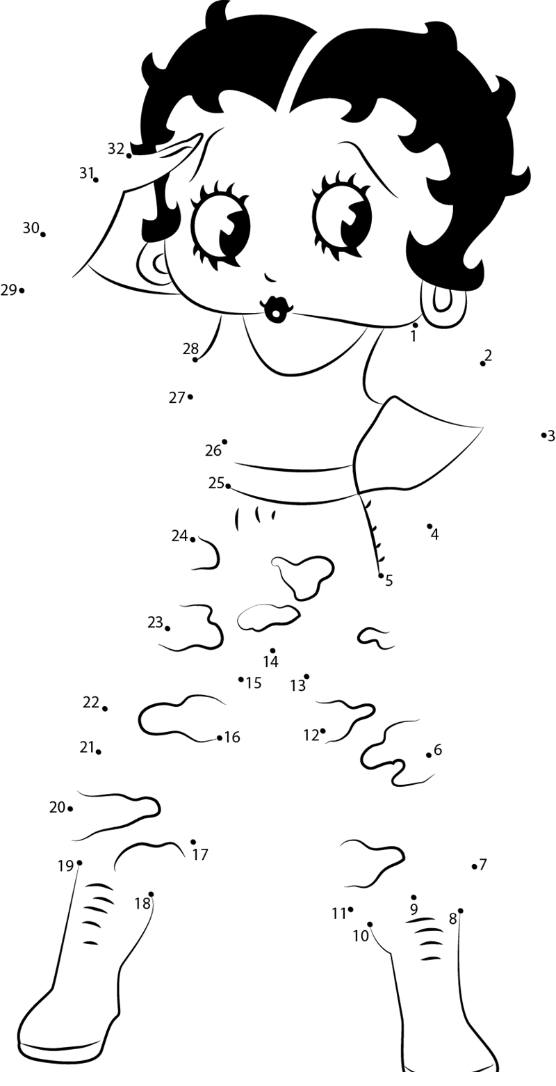 Betty Boop Looking Someone printable dot to dot worksheet