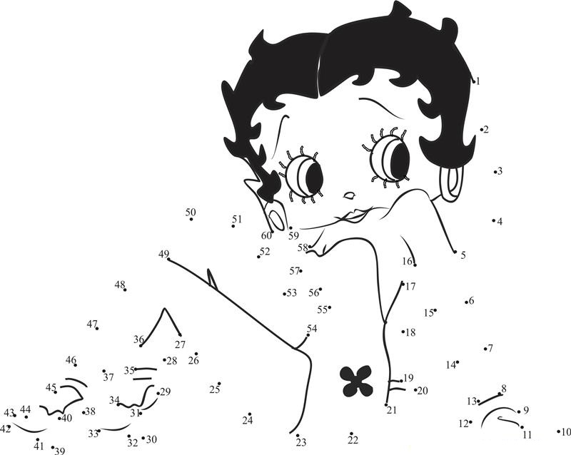 Glamorous Betty Boop printable dot to dot worksheet