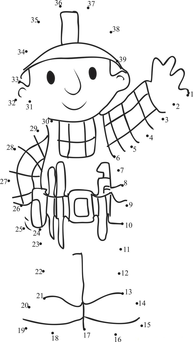 Great Bob The Builder printable dot to dot worksheet