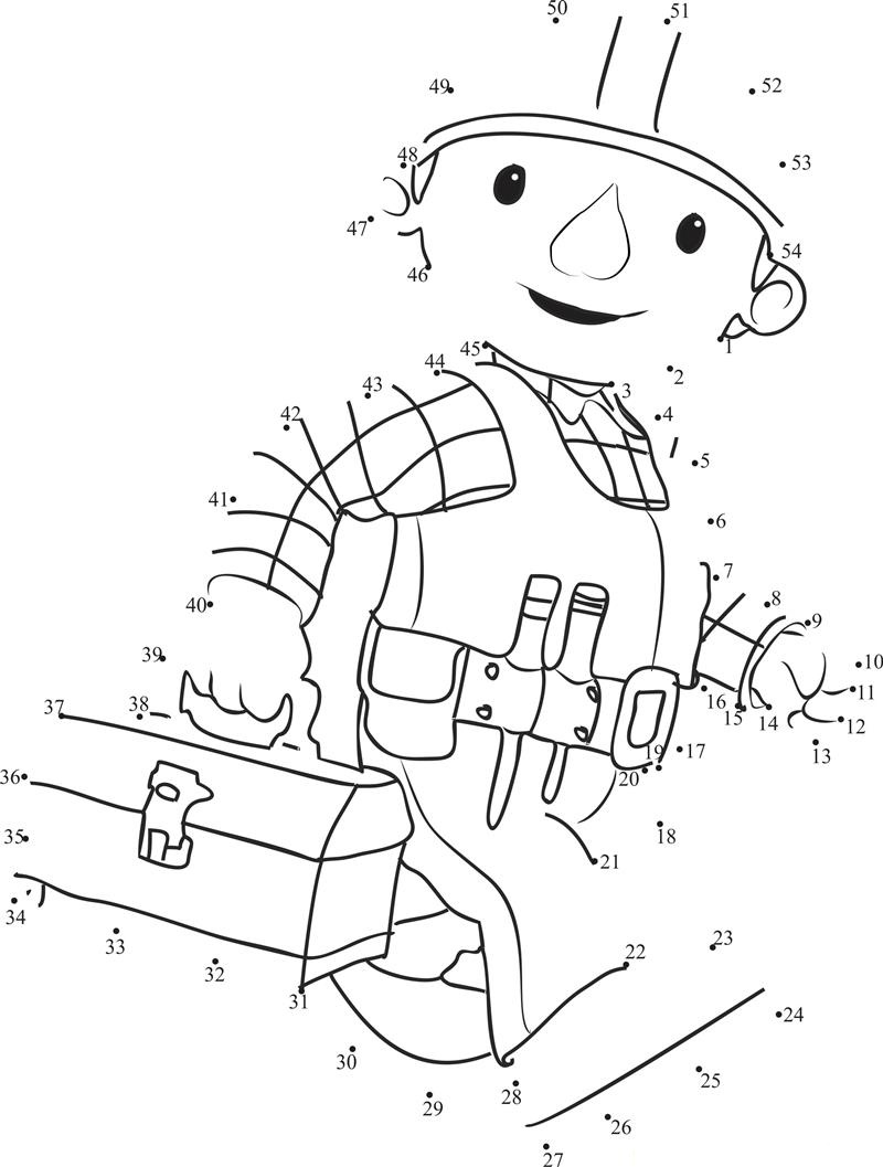 Hard Working Bob The Builder printable dot to dot worksheet