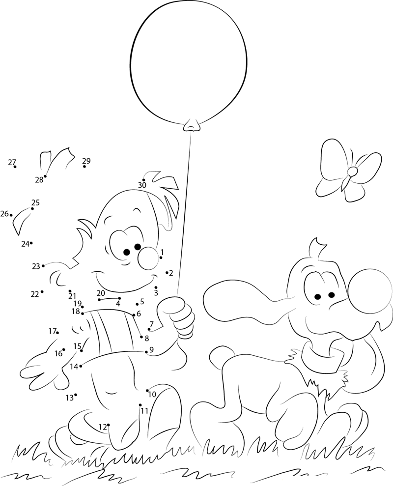 Boule Having Balloon printable dot to dot worksheet