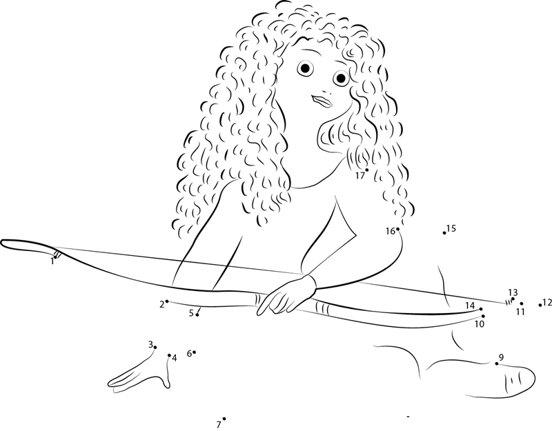 Merida With Bow And Arrow printable dot to dot worksheet