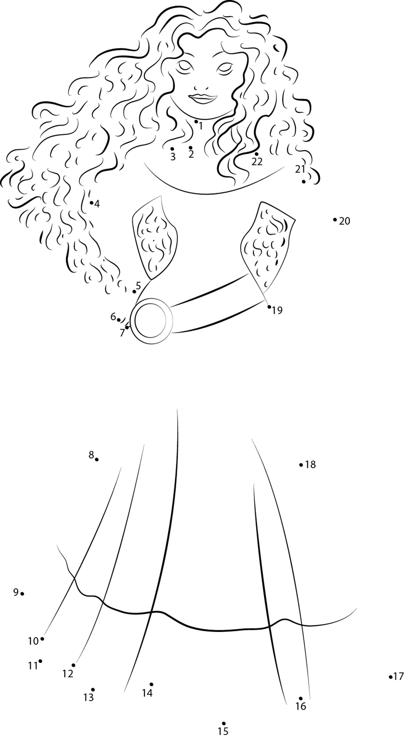 Princess Merida printable dot to dot worksheet