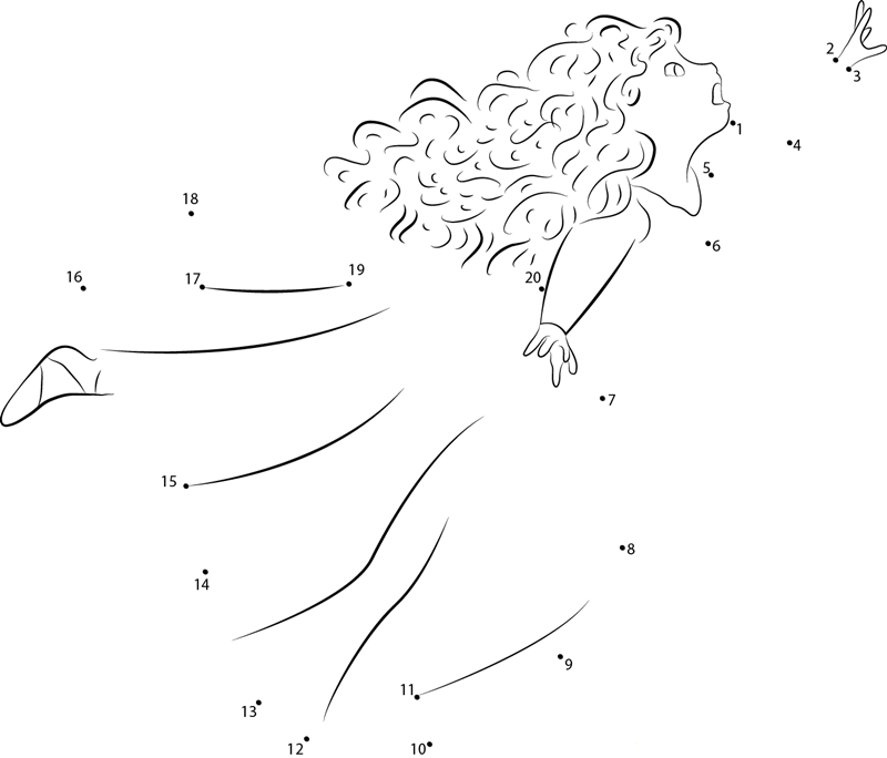 Young Merida printable dot to dot worksheet