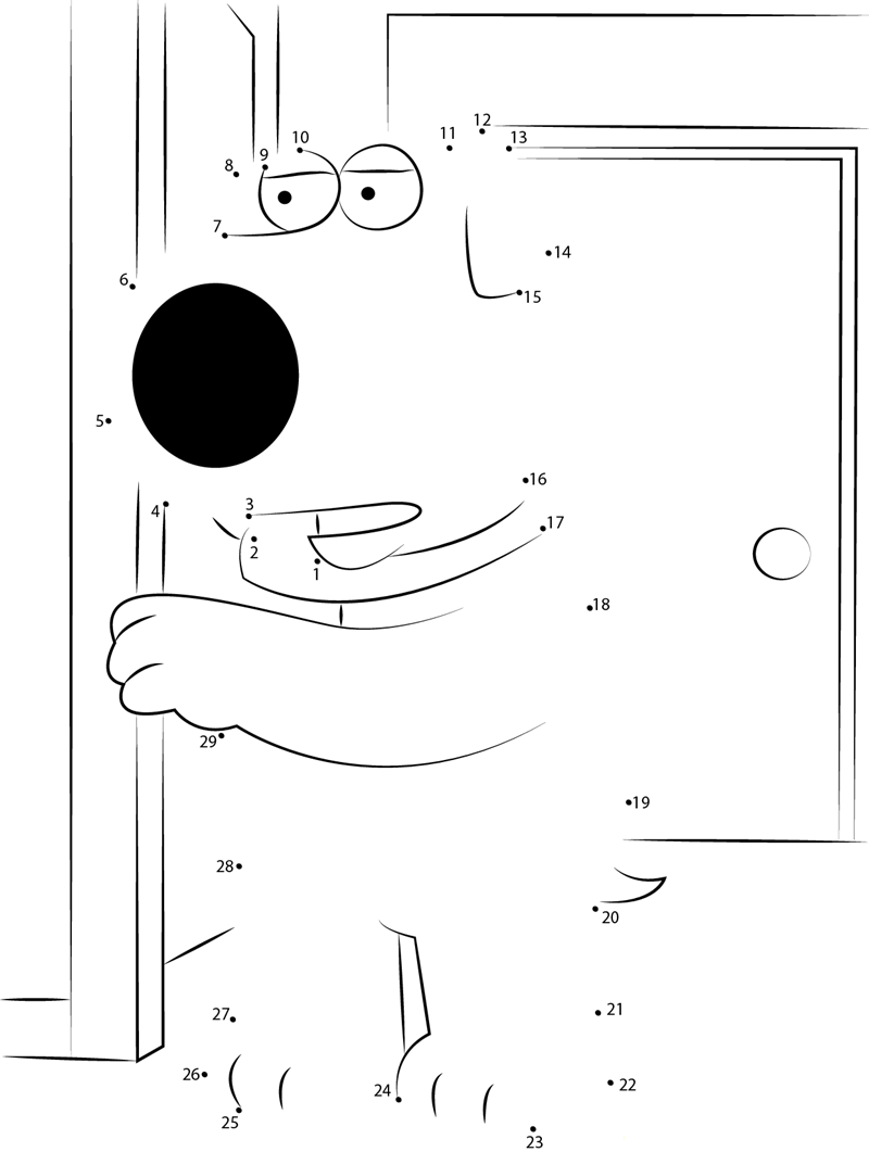 Brian Griffin At Door printable dot to dot worksheet