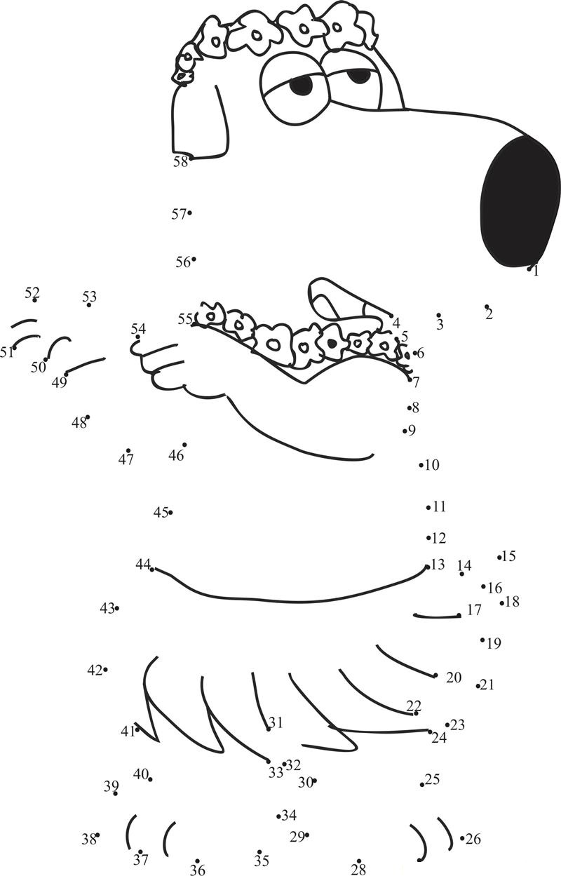 Brian Griffin Dancing printable dot to dot worksheet